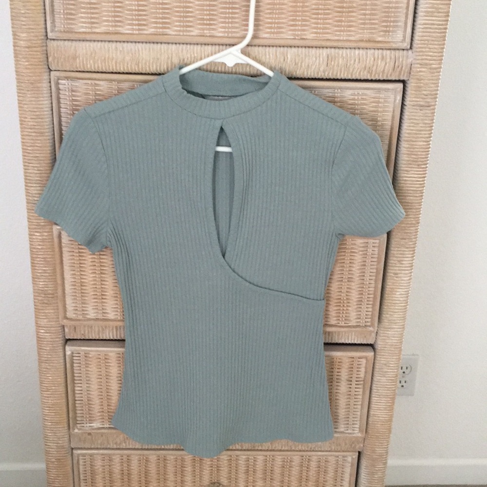 Light Teal Blouse with Cut Out